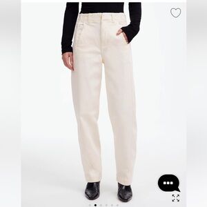 New Madewell Tapered Denim Trousers in vintage ivory size 28(missing button)
